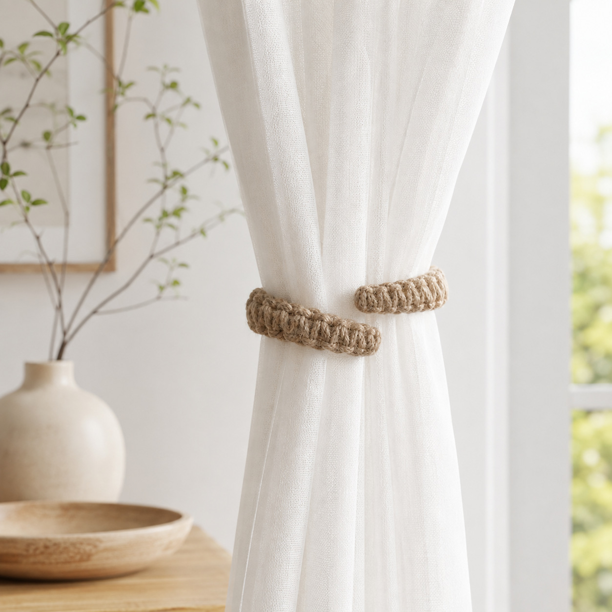 Cross-border curtain tiebacks, hand-woven cotton and linen curtain straps, room decoration style, outdoor curtain fasteners