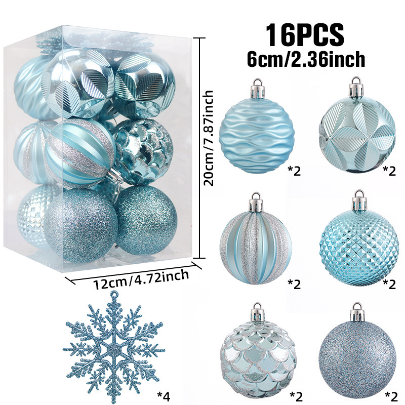クロスボーダー新しいクリスマスボール装飾 6 センチメートル 16 パック塗装クリスマスボールセットプラスチック電気メッキカラーボールハンギングボール|undefined