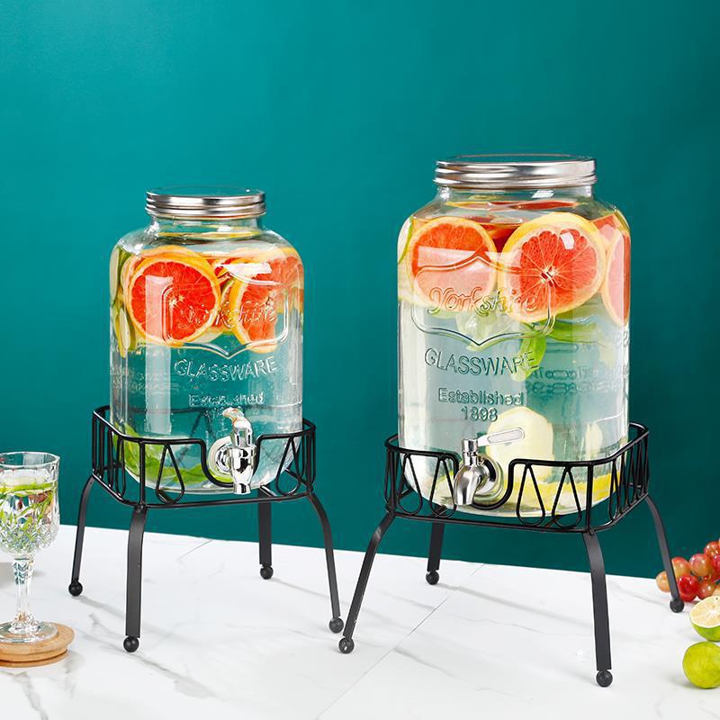 Barril de cola con grifo de vidrio barril de jugo de limón barril de bebida barril de frutas barril de té barril de mezcla barril de agua fría
