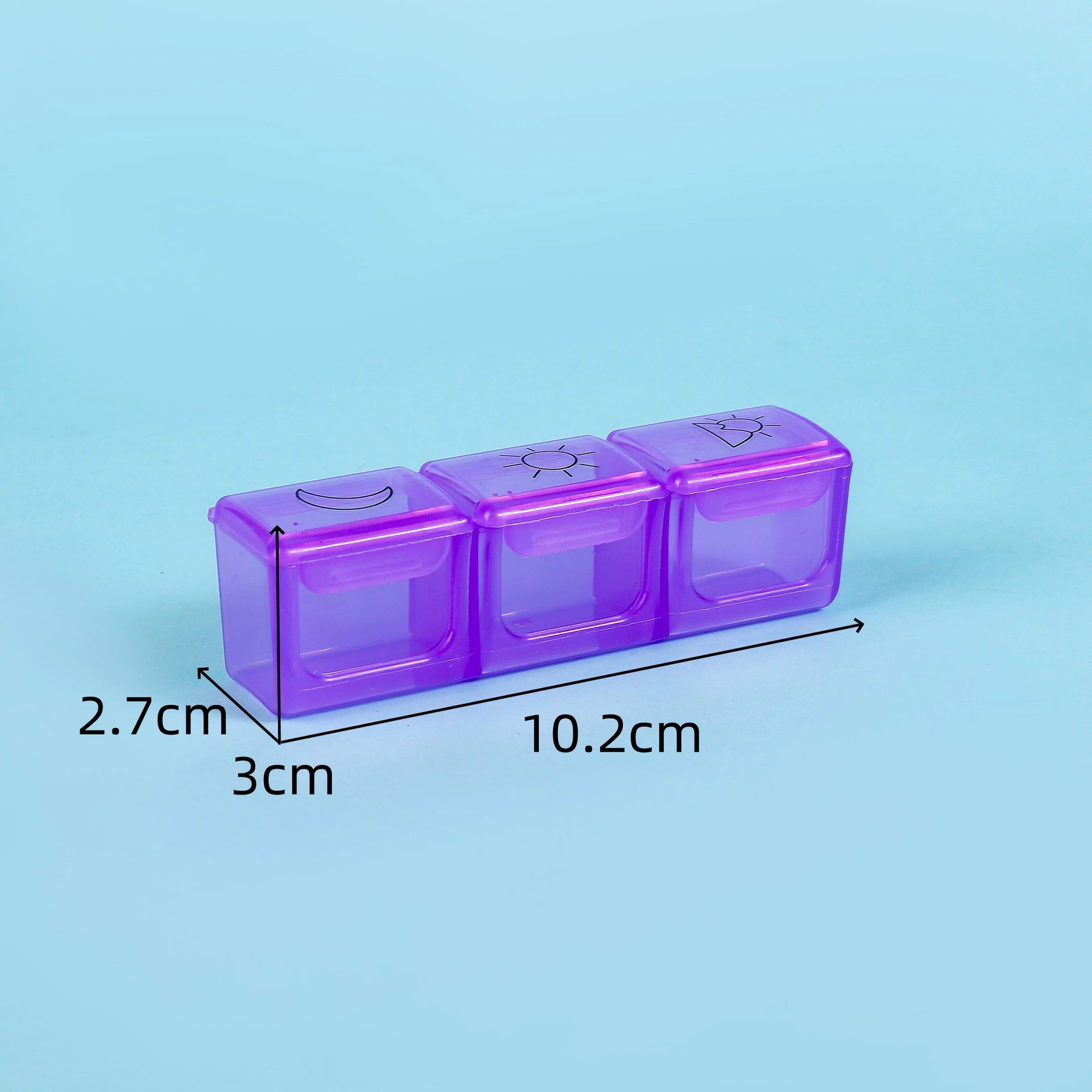 仟佰 Маленький прозрачный 3‑отсековый ящик, 10.2×2.7×3 см, 0.03 кг, варианты цветов