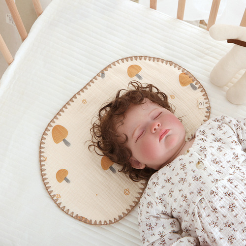 十层纱布新生儿0度枕头 绉布云片枕婴儿平枕定型枕吸汗透气小枕巾