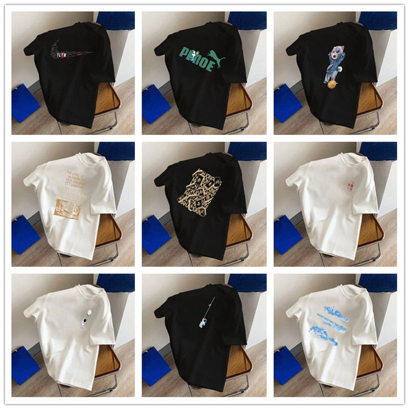 Men's Short-sleeved T-shirt Summer Trendy Brand Fashionable Wide Loosen Shoulder Pure Cotton 2023 New Style Boys Top T-shirt Base