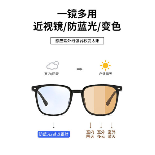 Anti-blue light glasses wholesale black frame plain artifact photochromic myopia glasses for women flat eye frame men