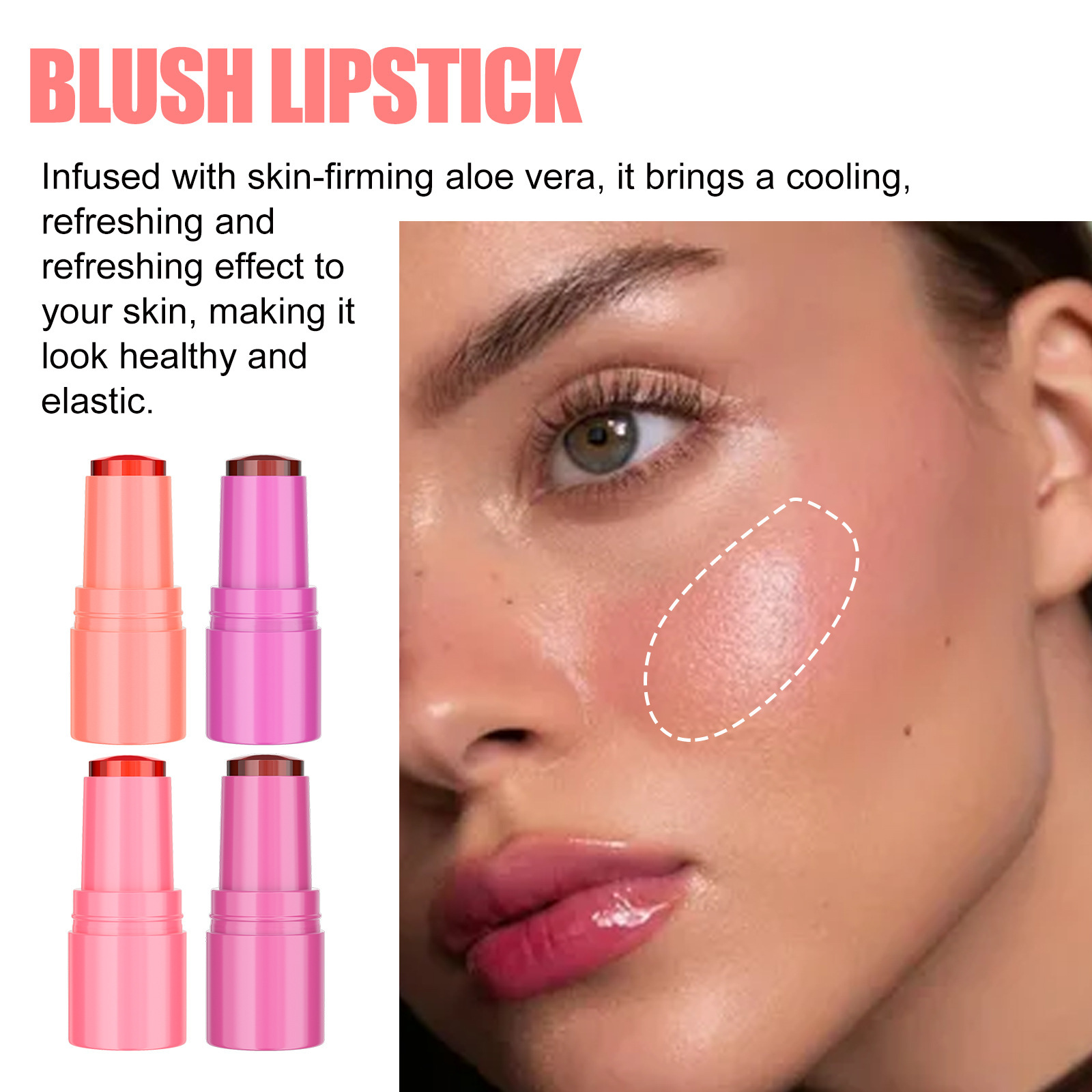 Fruit Blush Lipstick And Long Lasting Powder Blusher Lip Gloss_voghion.com