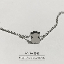 韩国气质可爱不锈钢小熊嘻哈项链钢色锁骨链笑脸颈链搞怪项链配饰