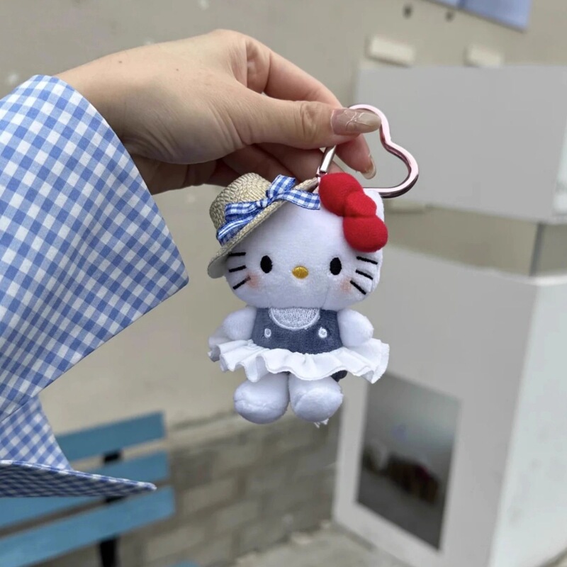 可爱kitty头套钥匙扣新款挂件书包挂饰毛绒包包礼物公仔玩偶|undefined