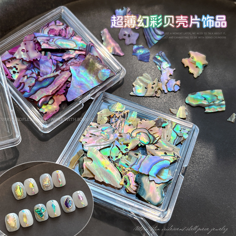 Nail Art Ultra Thin Shell Pieces Jewelry Irregular Magic Color Natural Abalone Pieces Explosions Nail Stickers Decoration Wholesale