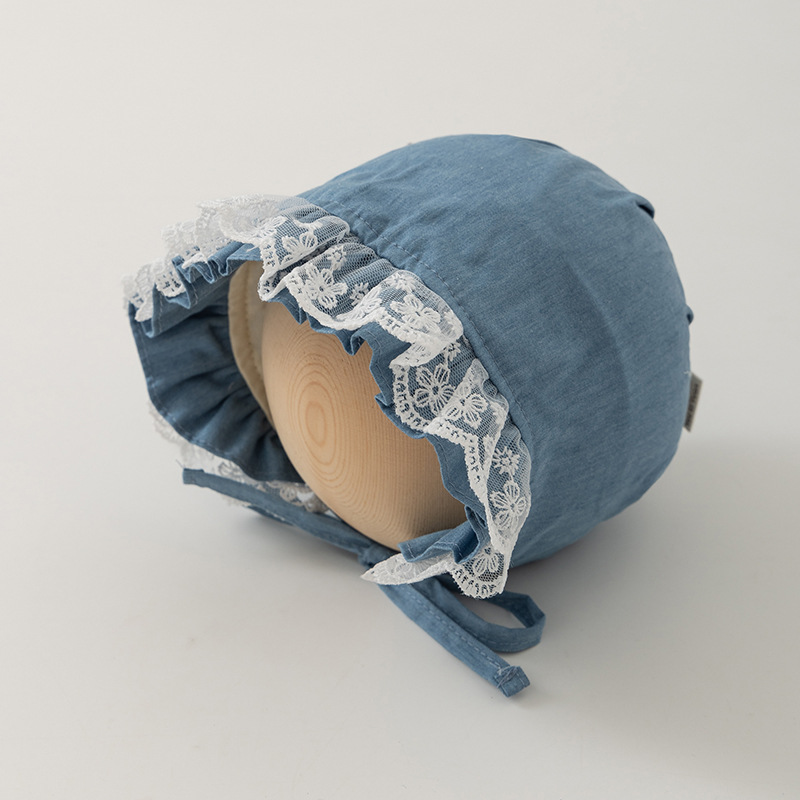 Sombrero de bebé primavera y otoño princesa sombrero de corte recién nacido encaje protector de oído sin hueso de invierno a prueba de viento