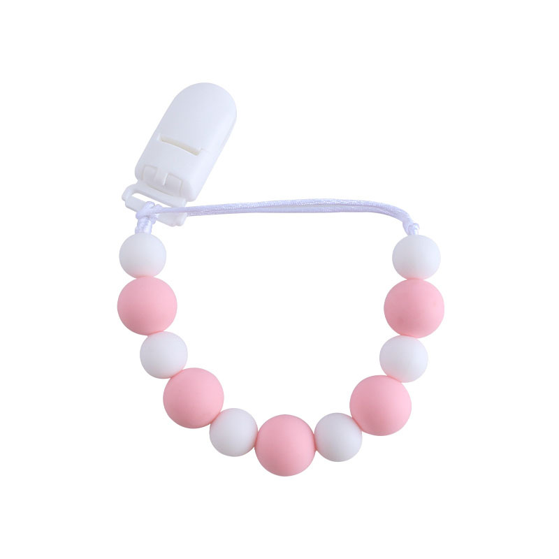 Nuevo bebé suministros plástico pico clip de silicona perlas mordedor bebé molar juguetes chupete cadena anti-perdida cadena
