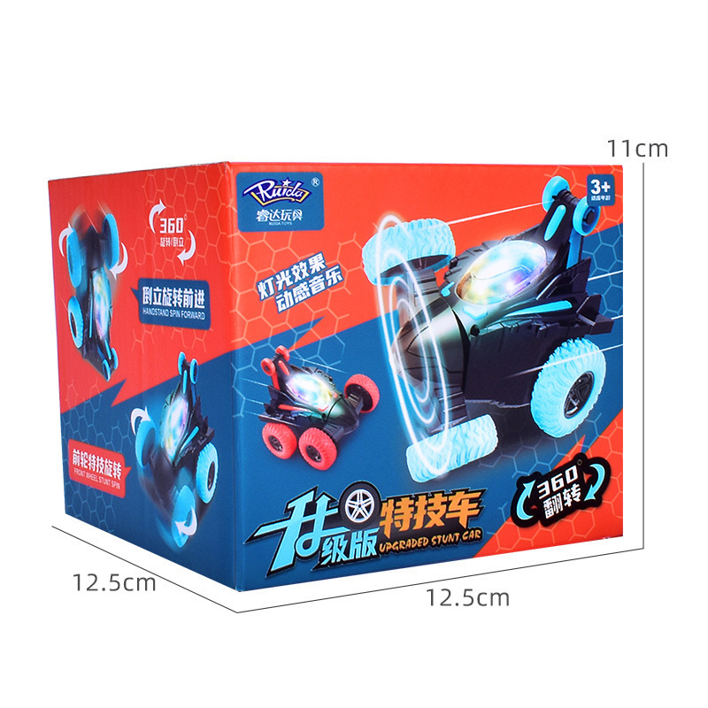 Carro de volcado eléctrico acrobacias auto-rotación carro de rotación iluminación carro de carga carro de juguete para niños coche de carretera