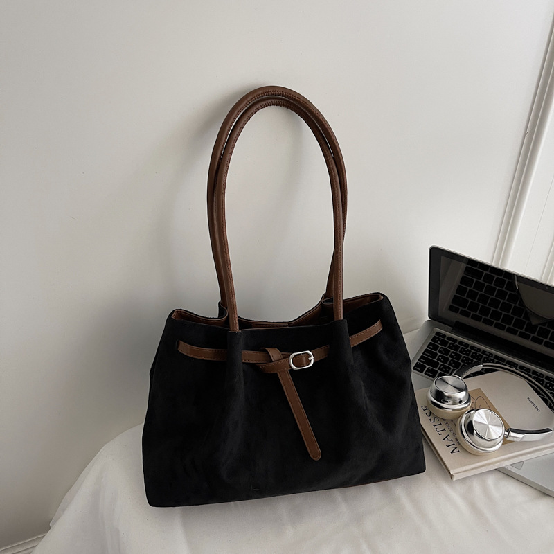 Vintage Tote Bag Large Capacity Women's Underarm Bag 2026 New Simple Suede Shoulder Bag Fashion Commuting Bag