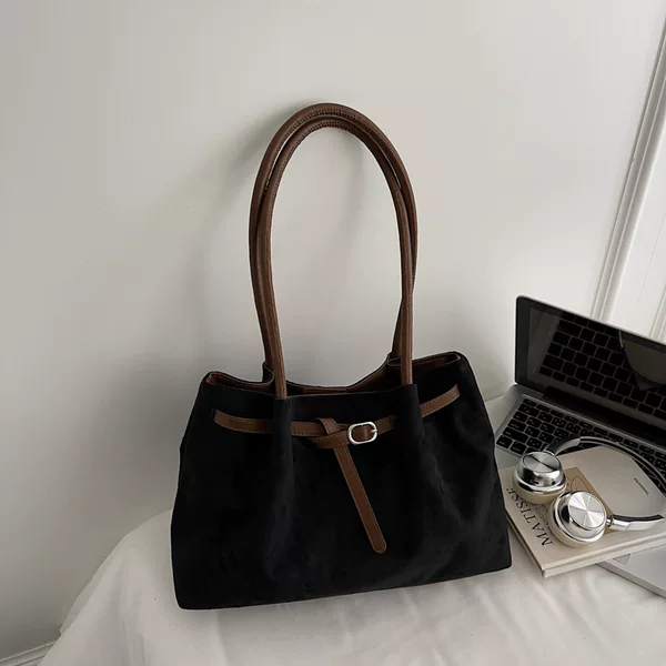 Retro Tote Bag Large Capacity Women's Underarm Bag 2025 New Casual Suede Shoulder Bag Fashion Commuting Bag