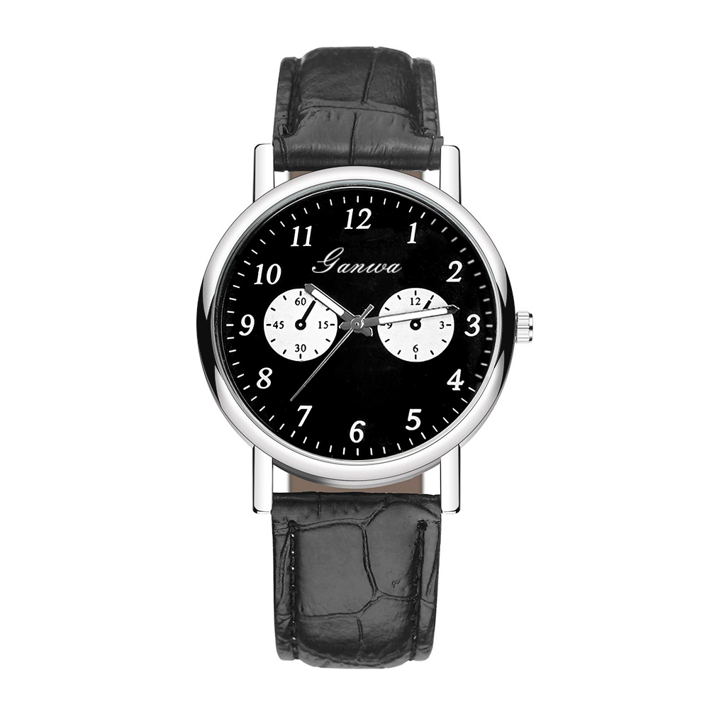 Quartz men's watch, classic style, PU strap, 38 mm dial