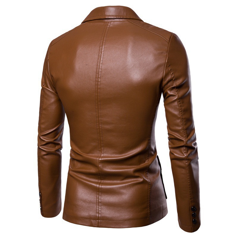 Aumentar el tamaño de primavera y otoño para hombres nueva chaqueta de cuero coreana de moda PU locomotora chaqueta de cuero delgada para hombres marca de moda para hombres