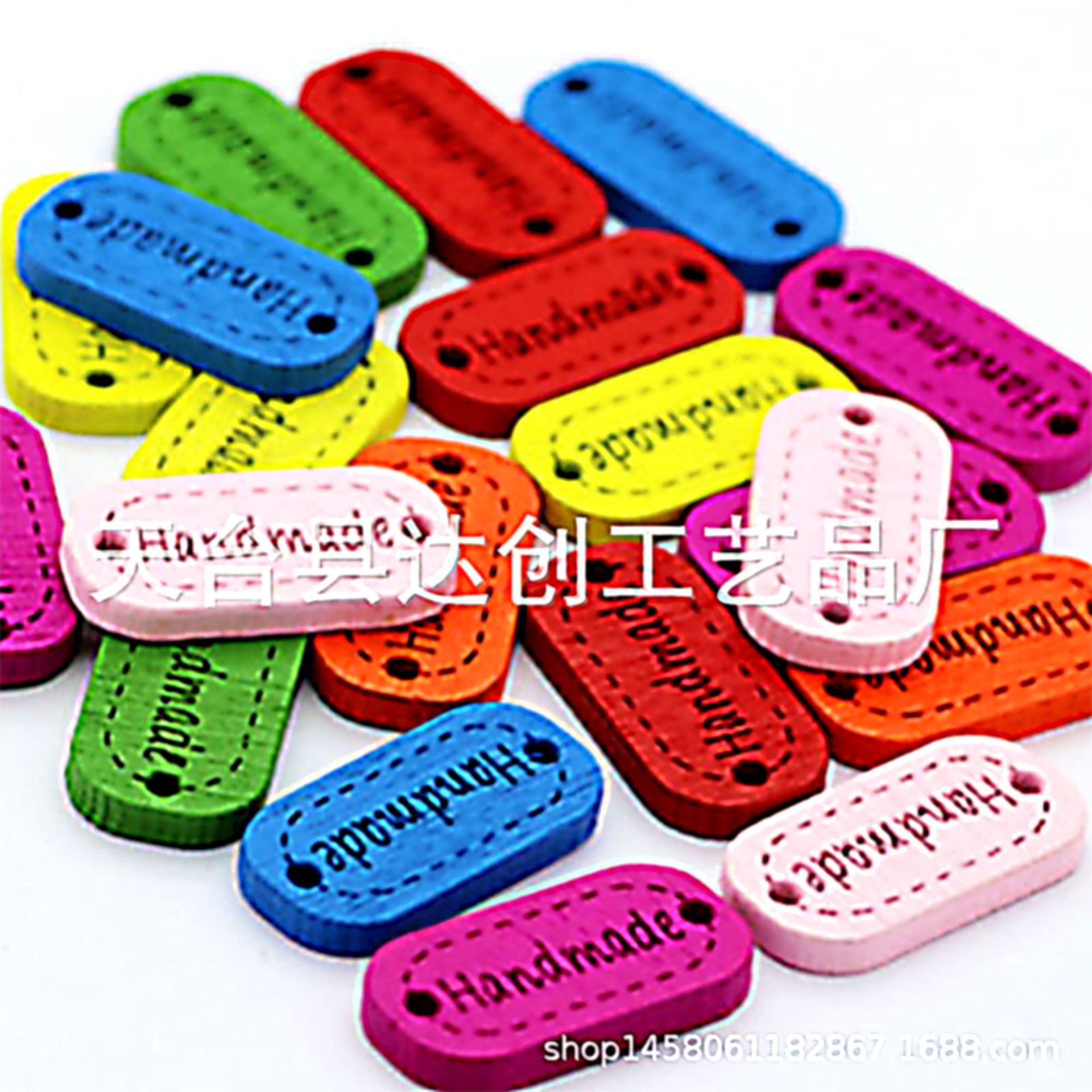 彩色椭圆形handmade手工木质标牌 diy木质工艺品辅料墙壁装饰挂件