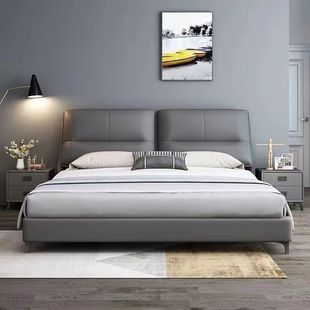 Modern Simple Light Luxury Bed Master Bedroom Small Apartment 1.5m Double New Storage Leather Art Large Bed