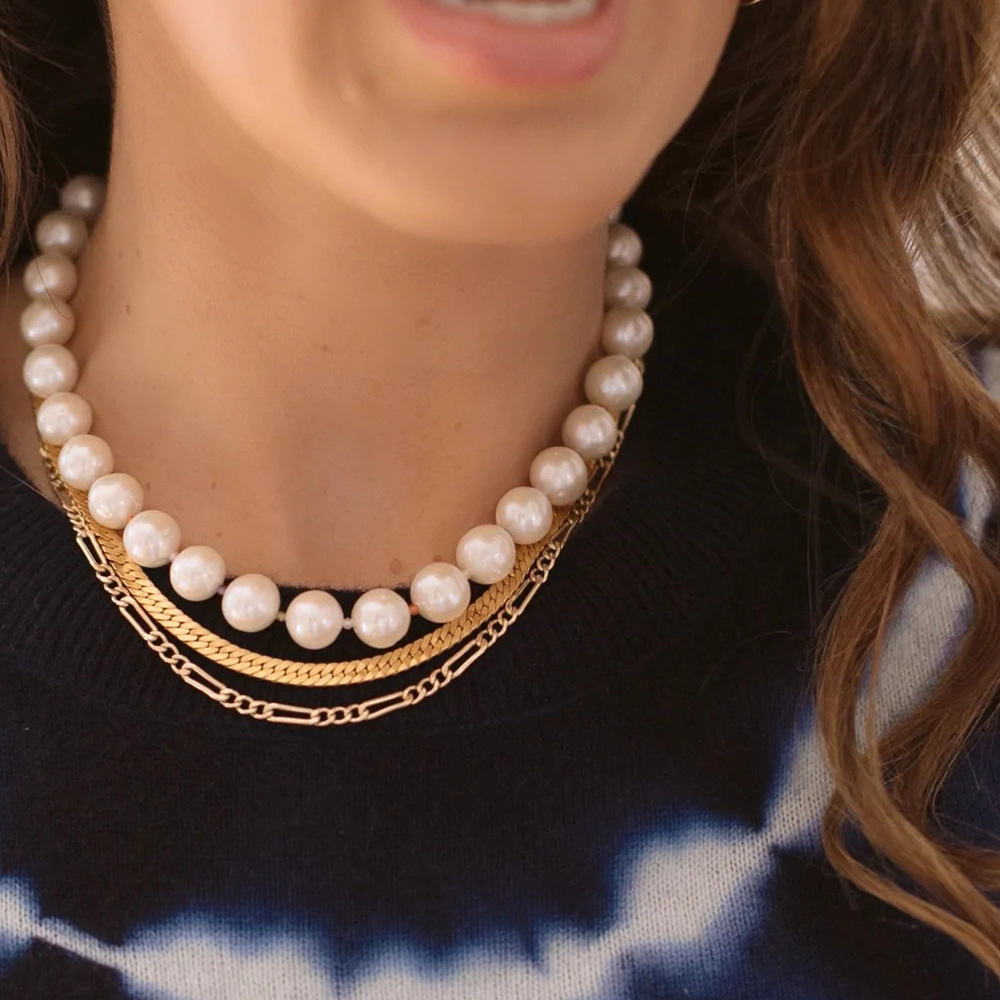 62g Weight Freshwater Pearl Pendant Material Necklace Classification Titanium Steel Chain Material 2 PCS/Package Quantity Beach, Tea Party Occasion Freshwater Pearl, Titanium Steel Material Geometric Pattern Women's Gender Beaded, Plating Design Elegant, Streetwear Style Elegant Streetwear Geometric Freshwater Pearl Titanium Steel Wholesale Necklace 9