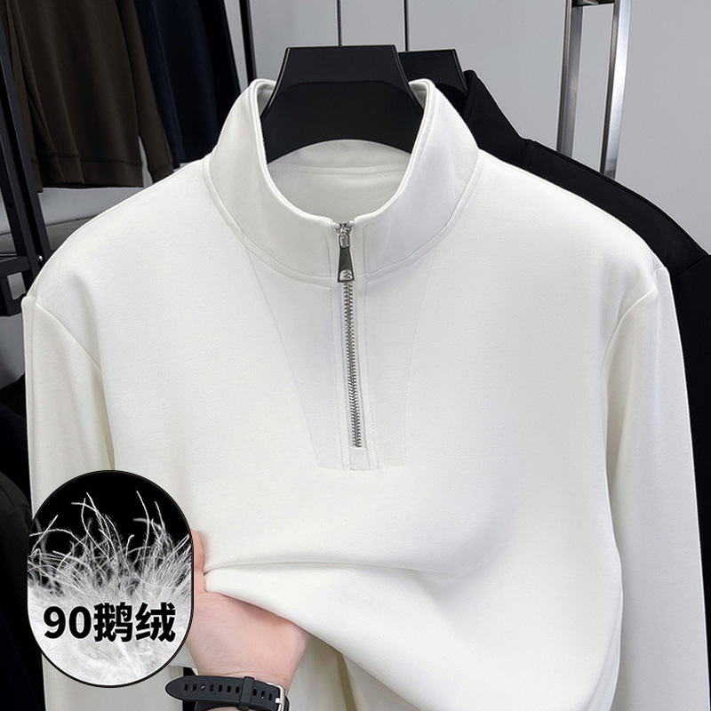 Half-Zip Sweatshirt for Men, New Autumn and Winter Style, Lightweight Goose down Lining, Thermal Long-Sleeve T-Shirt for Men Half-Zip Sweatshirt for Men, New Autumn and Winter Style, Lightweight Goose down Lining, Thermal Long-Sleeve T-Shirt for Men