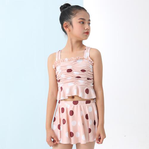 Trendy one-piece children's swimwear, stylish straight-leg girl student sports college-style hot spring short-sleeved swimsuit