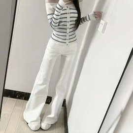 美式白色微喇牛仔裤女2026新款辣妹低腰小个子显瘦百搭遮胯拖地裤