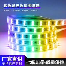 led高压灯带5050七彩RGB双排户外防水工程亮化公园酒吧氛围彩灯灯