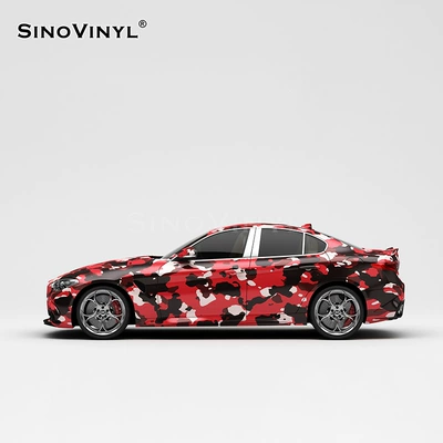 painting gradient car color changing, Automotive Film - 152-18m-black-white-and-red-camouflage