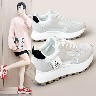 YB2F31 New Torre Shoes Women's 2025 Summer and Autumn Casual Breathable Color-matching Thick Bottom Travel Sports Joker Shoes