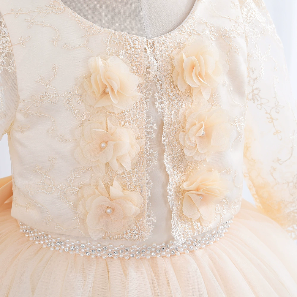 Piano performance costume for princess, children's long-sleeve, dress, western style, tutu skirt, custom-made