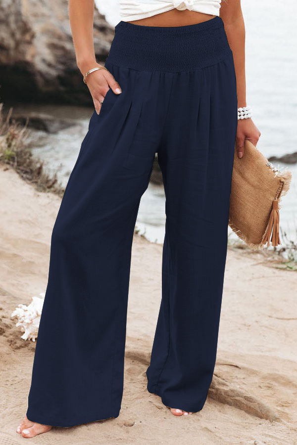 Women's Daily Street Casual Simple Style Solid Color Full Length Pocket Casual Pants Wide Leg Pants display picture 2