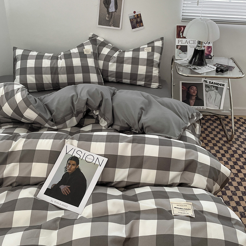 日本式水洗い綿純色四点セットシンプル無印風学生寮純綿三点セット純綿シーツ