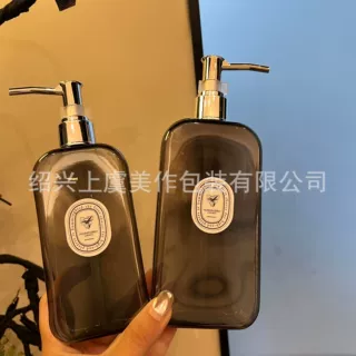 极简透黑色避光复古风350ml500ml扁方分装瓶大容量洗发水护发素