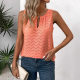 in stock 2025 Cross-border New Women's Summer Round Neck Vest Loose Casual Sleeveless Top Keyhole Collar Hollow T-shirt