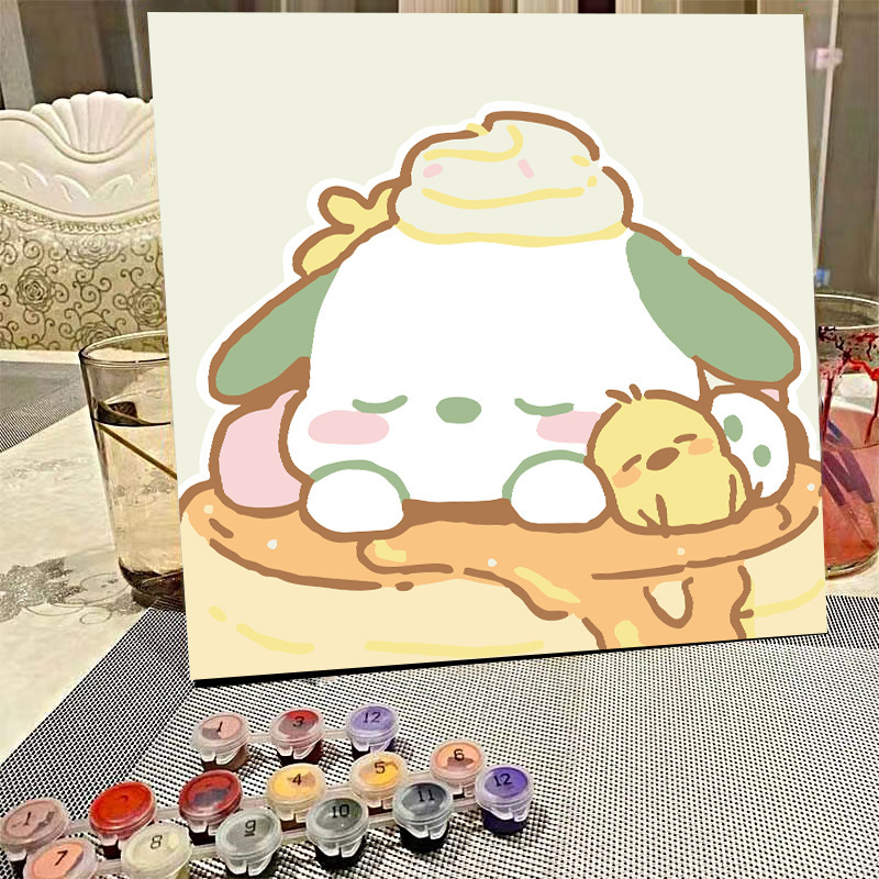 デジタル油絵diyの塗り絵の子供は漫画のアニメを埋めて色を塗ります。|undefined