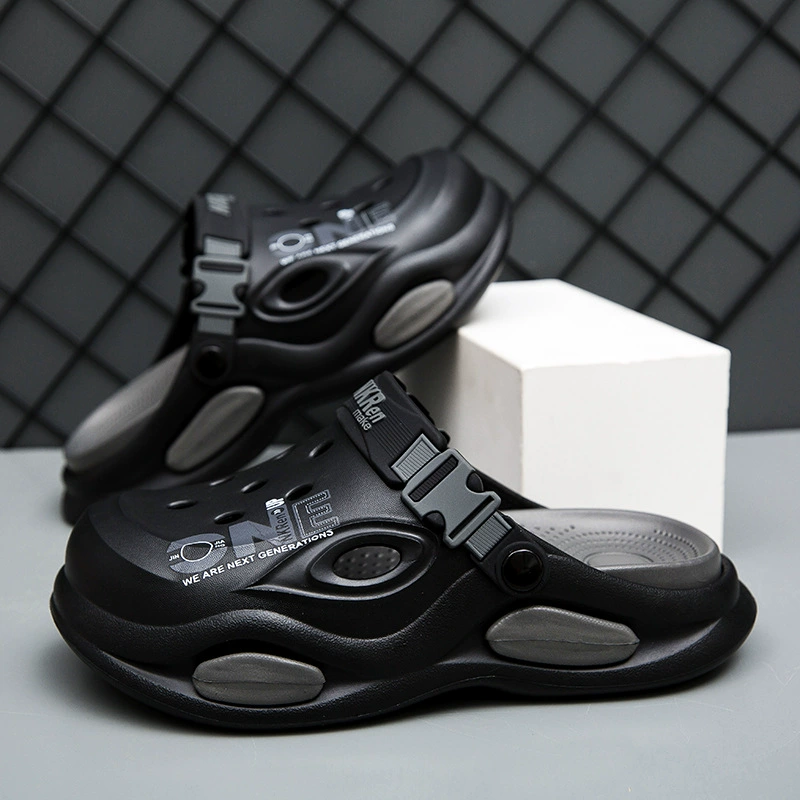 Мужские летние уличные сабо на толстой подошве, удобные спортивные тапочки, мужские модные пляжные сандалии большого размера 46 с закрытым носком.