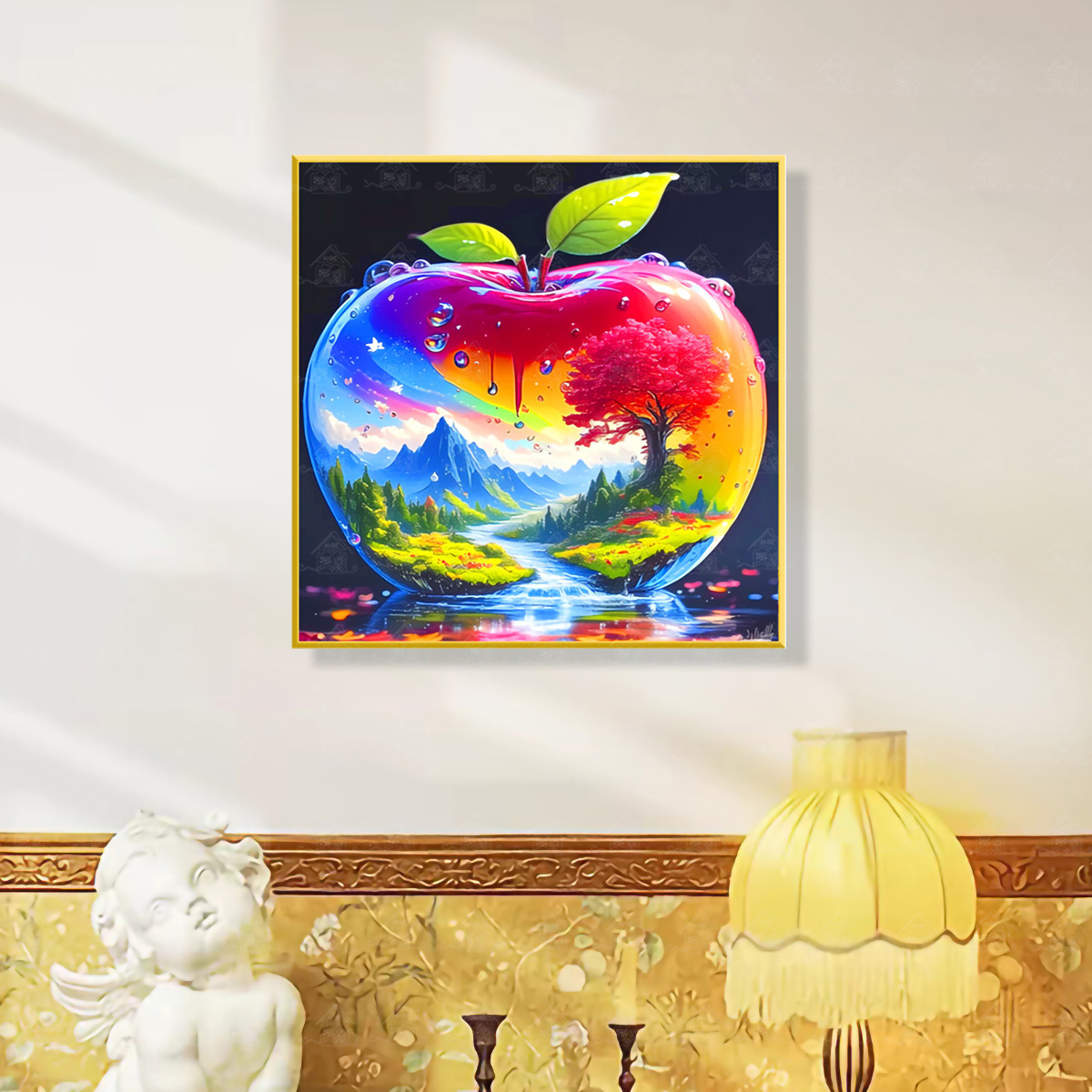 Mona Lisa real cristal de bordado cruzado manzana ilusión nuevo hermoso paisaje de sueño sala de estar frontal bordado a mano image 1