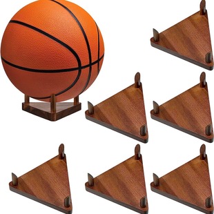 Basketball stand solid wood football basketball display stand household wooden basketball display box triangle rugby football bracket