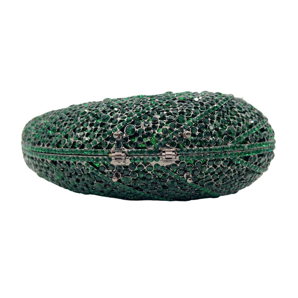 Túi clutch nữ đính đá hình chiếc lá hộp kim loại cứng dự tiệc — ngọc lục bảo, Tùy chỉnh các màu khác