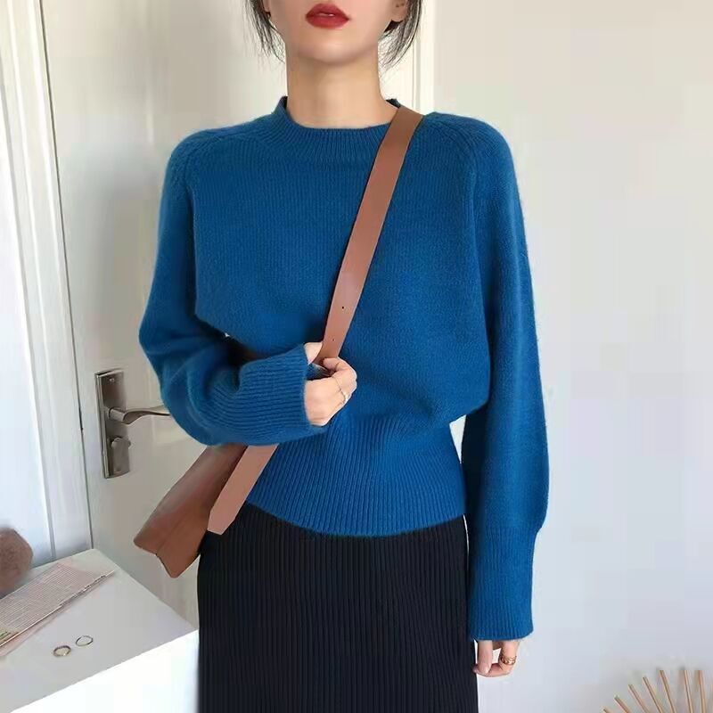 纯色软糯圆领毛衣女2025年冬季保暖打底衫长袖针织衫内搭套头上衣|undefined