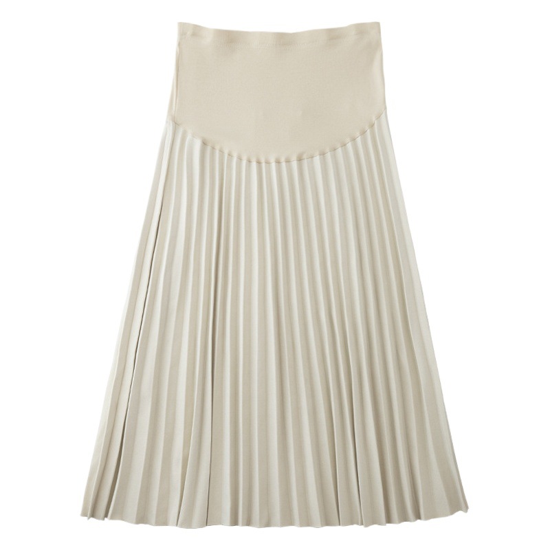 Real Shot Pregnant Women's Skirt Autumn and Winter Outer Wear Fashion Korean Style High Waist Pleated Skirt Draped Mid-Length A- Line Skirt