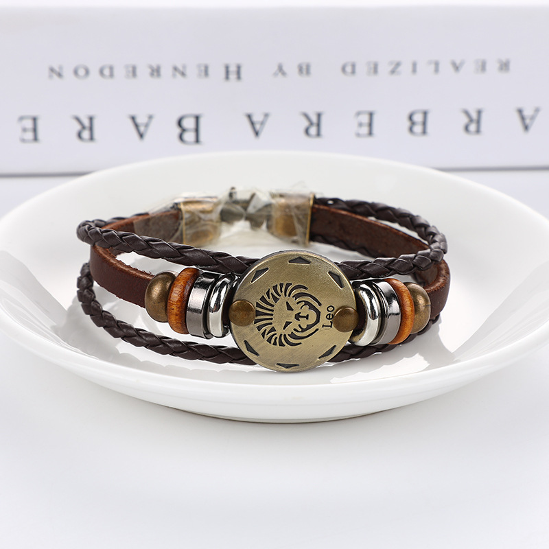 Estilo japonés vintage ropa de trabajo al aire libre pulsera 12 constelación pulsera tejida popular de los hombres pulsera vintage accesorios de desgaste