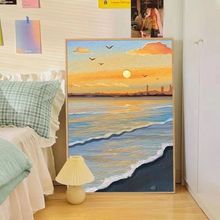 海边日落装饰画小众风花卉家居桌面摆画挂画风景背景厂供应链批发