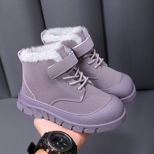 Children's Cotton Shoes Winter Fleece Lined Thick Waterproof Non-Slip New Kids Shoes Girl Snow Boots