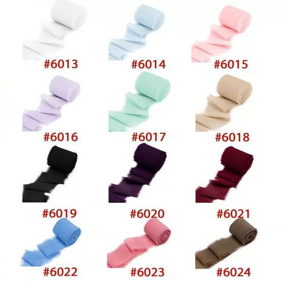 2.5cm Hand-Torn Raw Edge Ribbon Chiffon Ribbon Raw Edge Satin Ribbon Wedding Flower Tie Bouquet Satin Ribbon Streamer