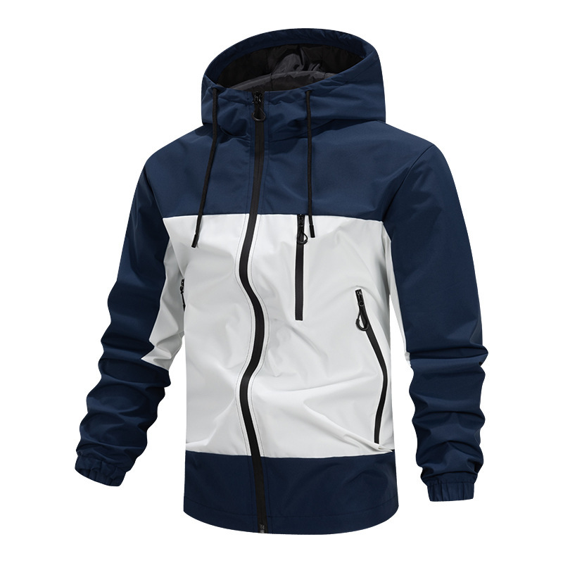 Men's Hooded Work Jacket Cross-Border Outdoor Sports and Leisure Loose Soft Shell Lightweight Windproof Zipper Top Jacket