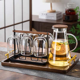耐高温家用喝水杯两用双层玻璃杯泡茶冷水壶大容量高硼硅水具套装