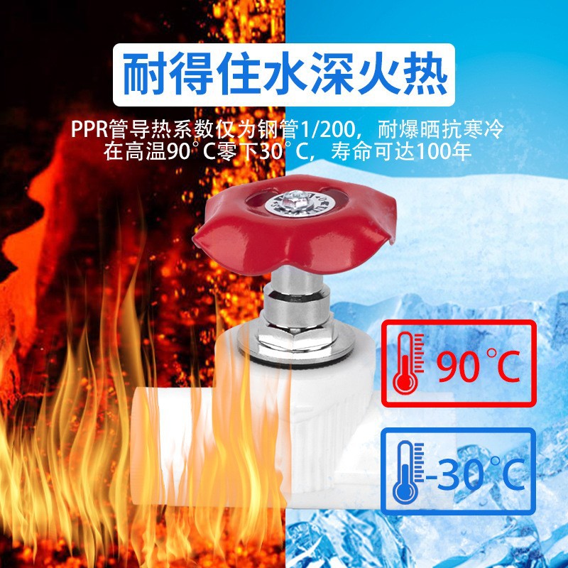 Accesorios de tubería de agua PPR válvula de parada colección completa accesorios de tubería de fusión en caliente válvula de cierre de elevación válvula de compuerta de cierre de agua