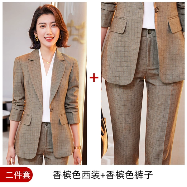 Classic suit jacket, trousers, champagne color
