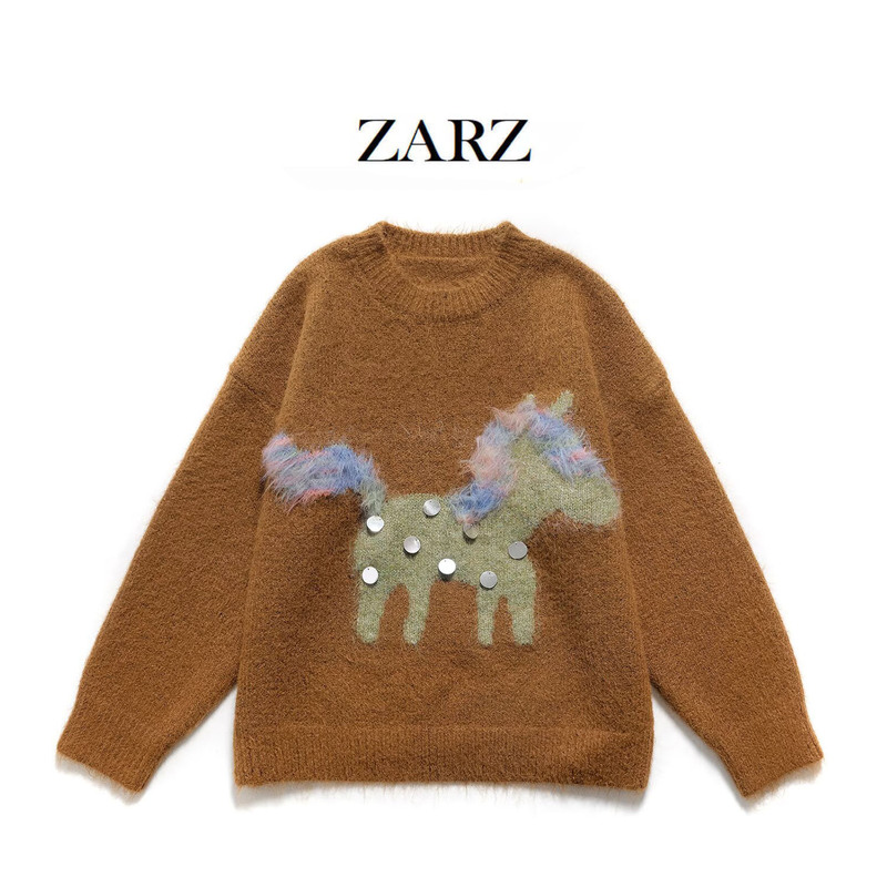 Zarz Self-Made European and American Style New Women's Fashion Versatile Stylish Sequin Pullover Sweater