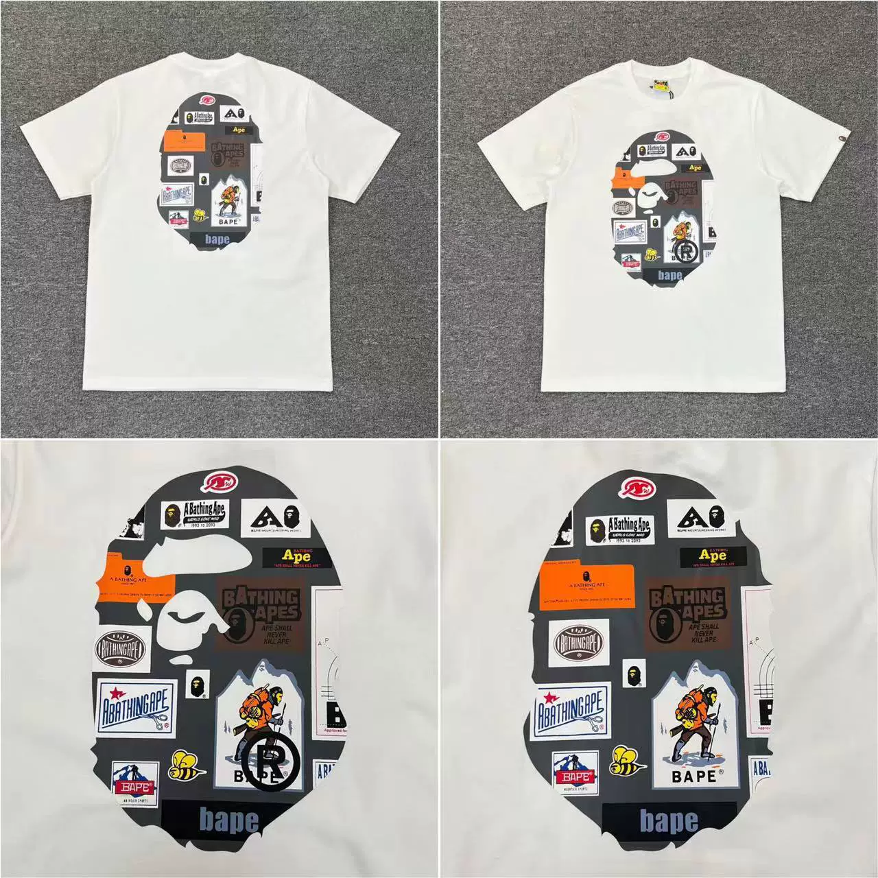 Стильный брендовый топ BAPE с половинными рукавами TEE для мужчин и женщин, камуфляж голова обезьяны, высокого уровня, свободный крой, короткий рукав