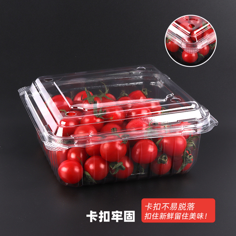 Caja de frutas de plástico desechable personalizada caja de frutas de seis cuadrones con cubierta caja de embalaje transparente